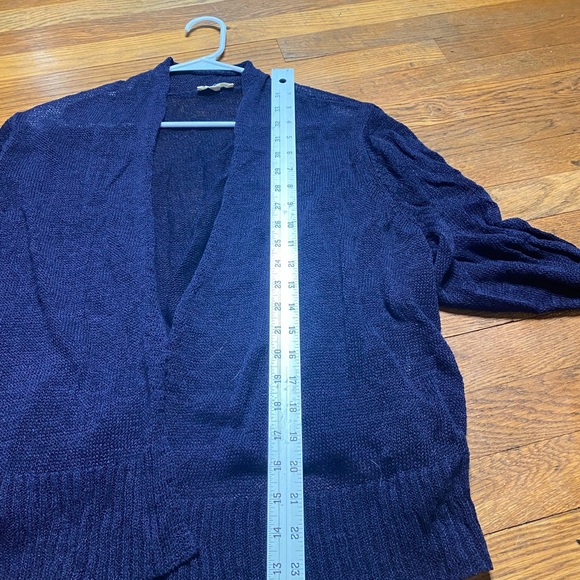 EILEEN FISHER Navy Open Knit Cardigan Lightweight Layering Sweater size L (?) - Picture 7 of 7
